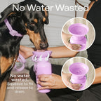 Fifteen ounce Springer pet hydration bottle fitting securely inside a standard car cup holder