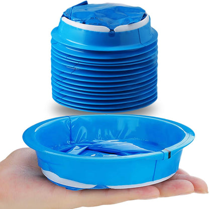 Valchoose disposable vomit bags 14 pack front view showcasing the blue thick leak resistant material.