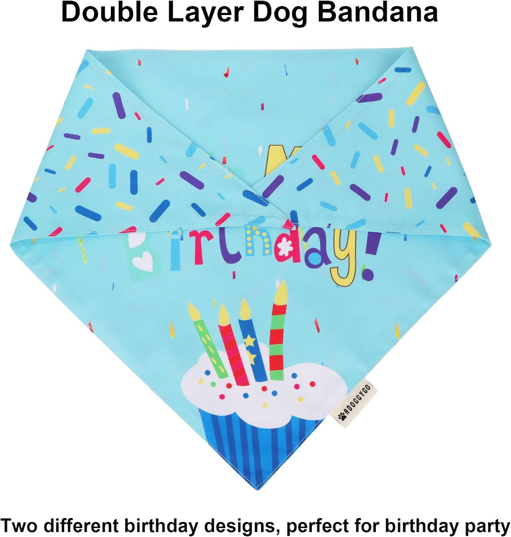 ADOGGYGO birthday boy dog scarf layout with interchangeable glitter numbers