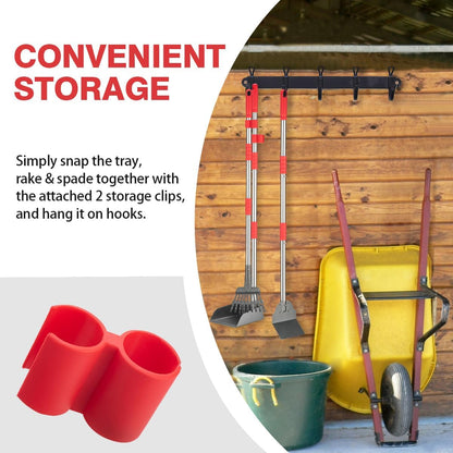 Ergonomic red textured handle grips on the adjustable thirty eight inch dog waste scooper poles.