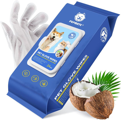 Pet Cleaning Glove Wipes for Dogs & Cats, Hypoallergenic Deodorizing Disposable Bathing Wipes,No-Rinse Grooming Wipes, Extra Thick,Perfect for Pet Dry Cleaning,Daily Care and Travel,24 pcs - Image 11