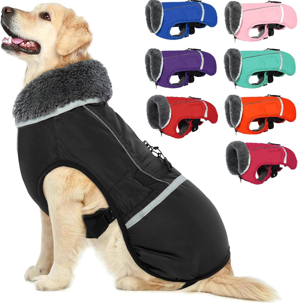 Qbleev warm reflective dog jacket front view