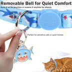 DILLYBUD cat neckband with daisy pendant and shark print pattern for small pets