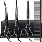 TINMARDA Dog Grooming Kit, Professional Stainless Steel Dog Grooming Scissors with Curved Shears, Pink Finger Rings - 4 Piece Sharp Durable Pet Shears for Dogs Cats At Home Salon-Quality Grooming - Image 12