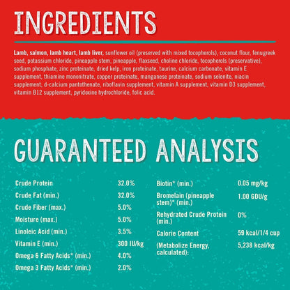Freeze dried raw dog food morsels for skin and coat health close up view