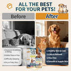Pet supplement ingredients list featuring Omega-3 biotin and vitamin E