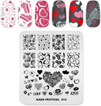 KADS nail art image stamping plate front view displaying Valentine day love heart patterns