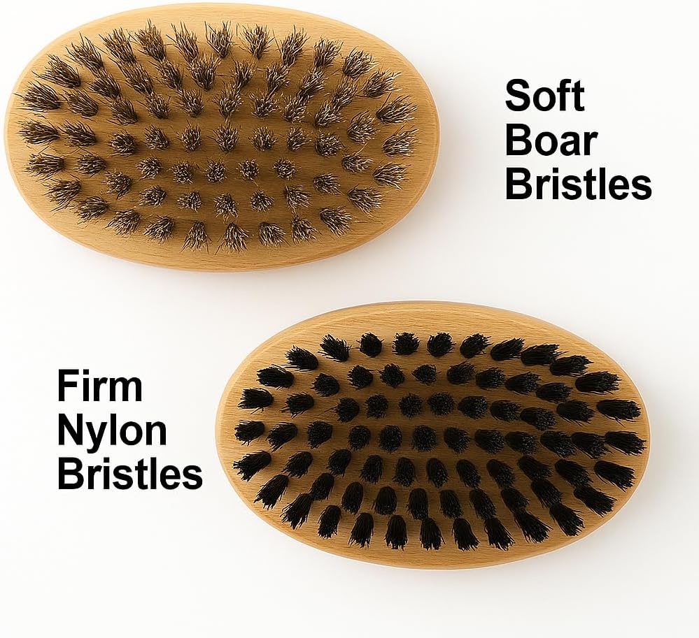 Soft boar bristle brush for goat face and sensitive area care