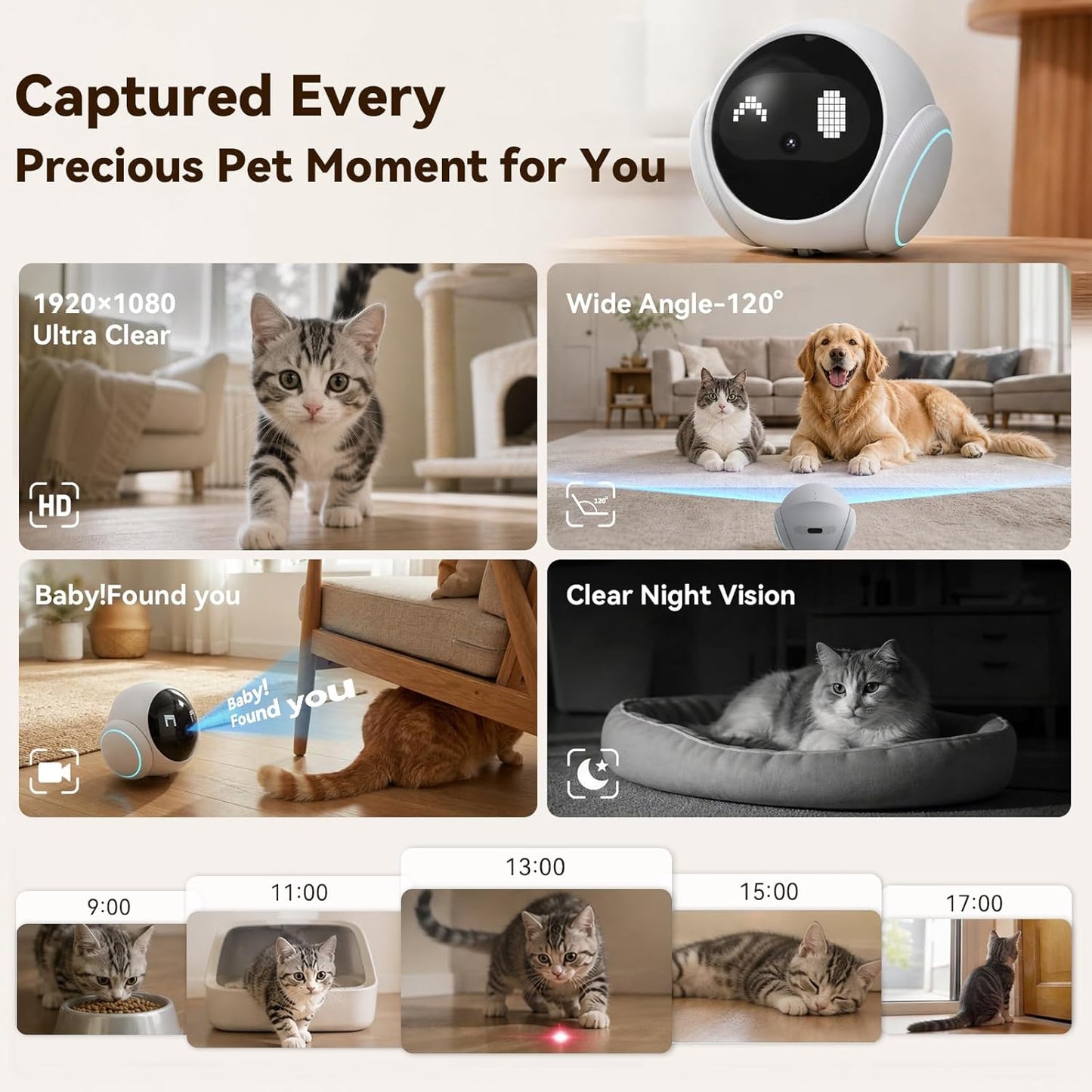Vivideye pet camera night vision monitoring mode