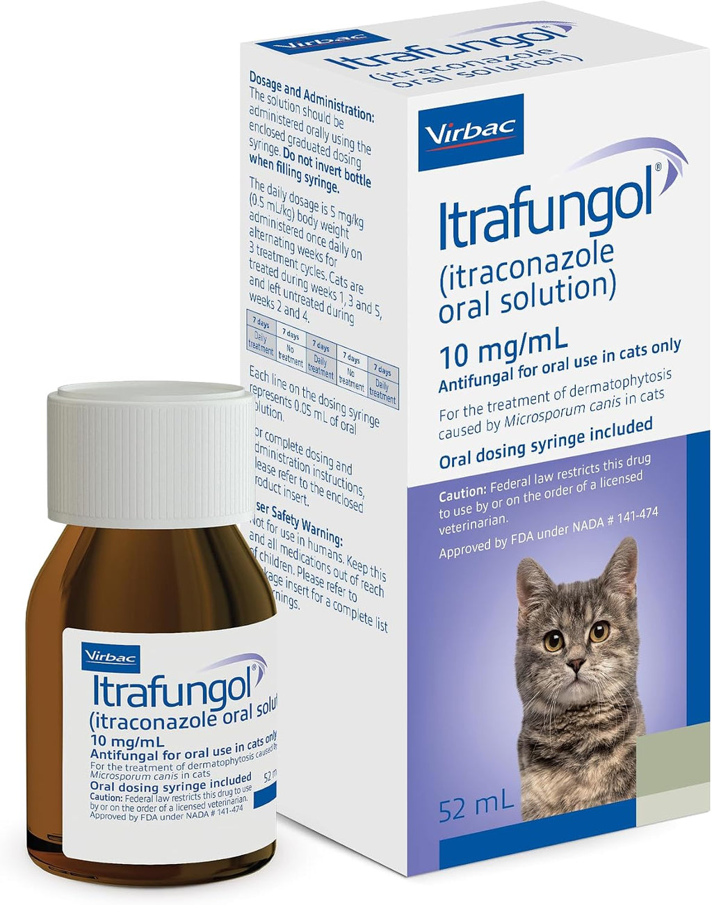 Close up of Virbac Itrafungol feline antifungal medication