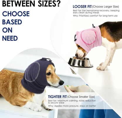 Premium dog ear muffs with thick sound absorbing pads close up view