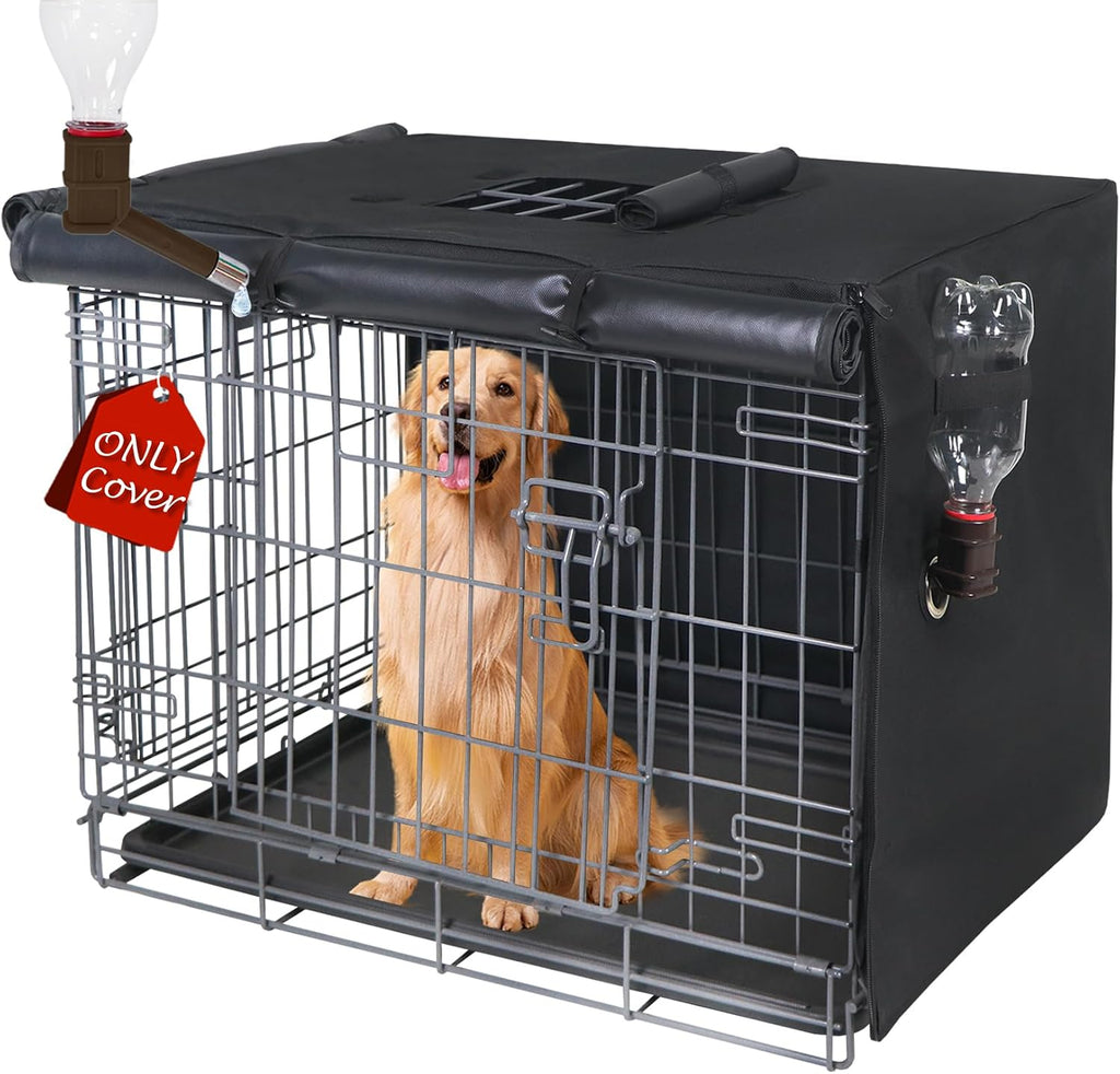 Peipaws 36 inches dog crate cover front view showing waterproof black fabric