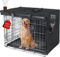 Peipaws 36 inches dog crate cover front view showing waterproof black fabric