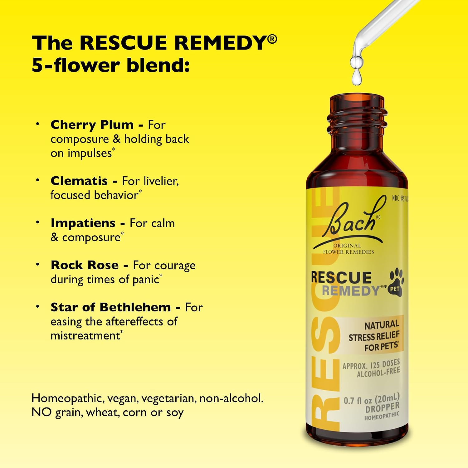 Sedative free natural pet calming drops 20 milliliter bottle size