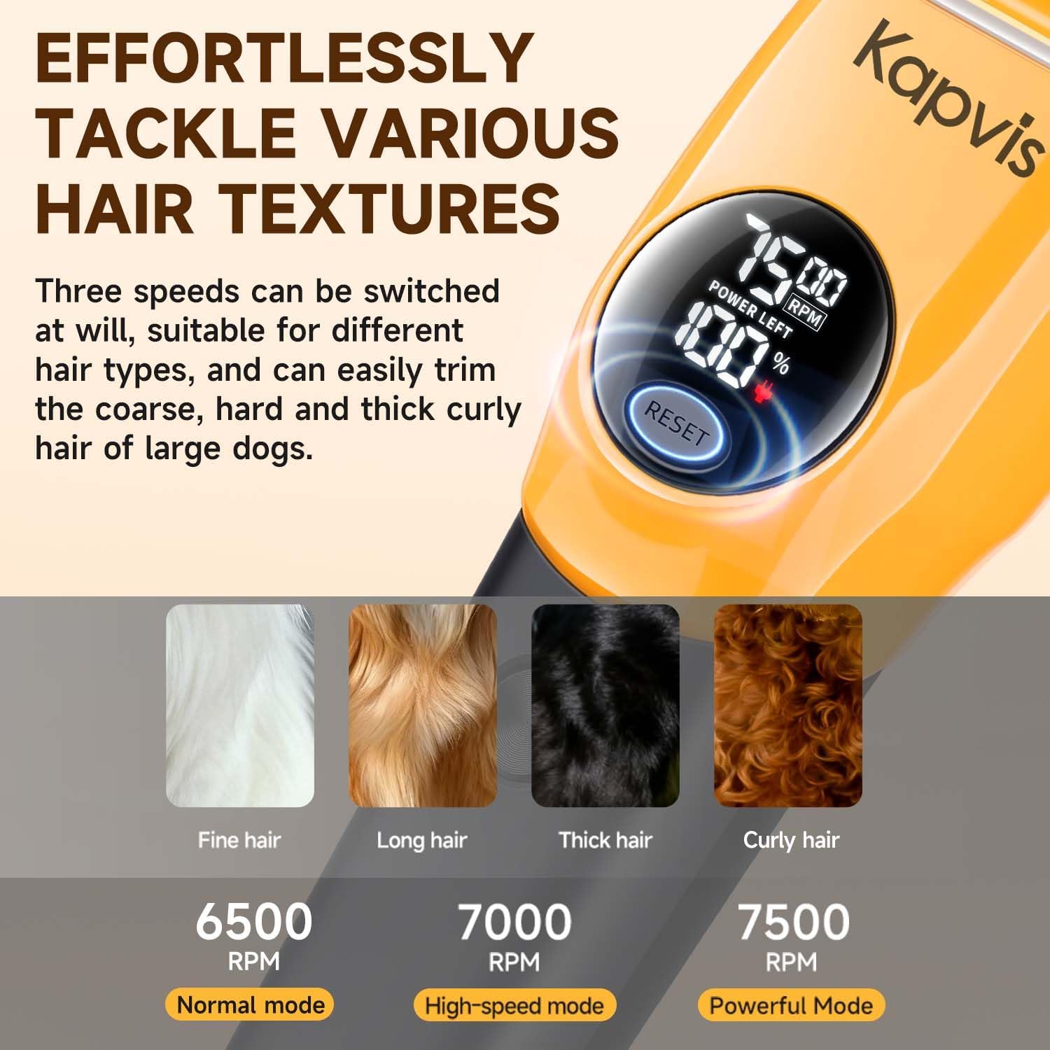 Kapvis cat shaver kit with multiple clipper guards, scissors, cleaning brush, and lubricating oil spread out.
