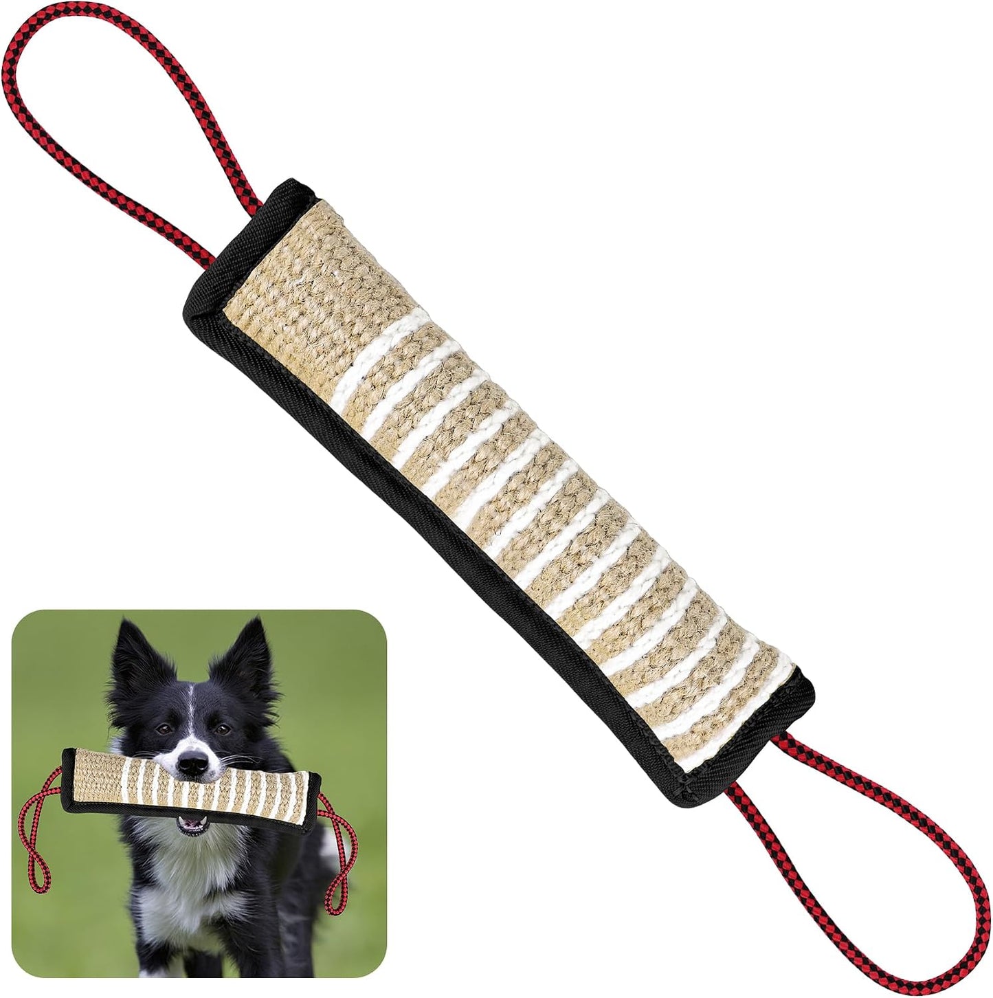 ToLanbbt Dog Tug Toy, Dog Bite Jute Pillow Pull Toy with 2 Strong Handles, Perfect for Tug of War, Puppy Training Interactive Play, Bite Training Toys for Medium to Large Dogs (Pink Yellow) - Image 13