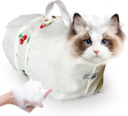 Cinf Cat Bathing Bag(Free Muzzle) Breathable Mesh Anti Scratch Adjustable Cat Grooming Bag for Nail Trimming, Bathing Soft Cat Washing Bag(Light Blue) M - Image 15