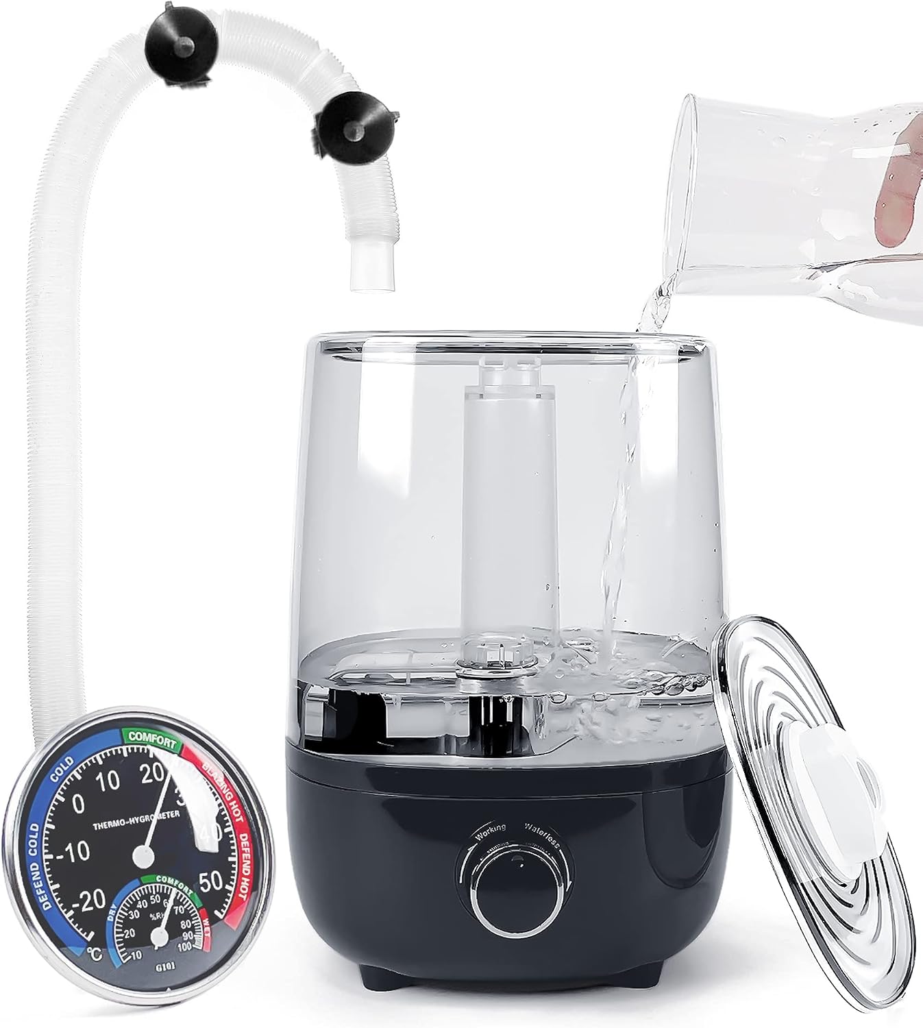 AUAAQ top fill reptile fogger humidifier front view showing the 4 Liter visible tank.