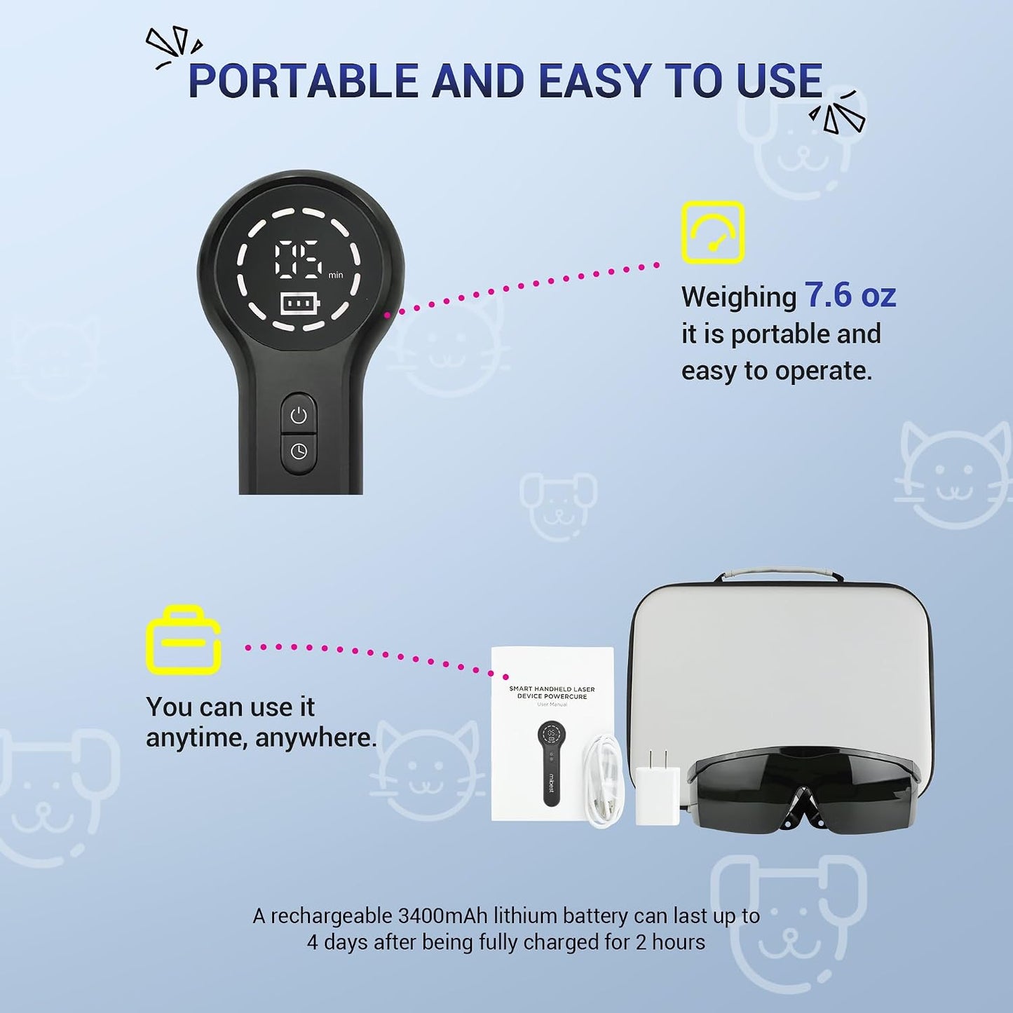 Mibest therapy device with included accessories and carry case