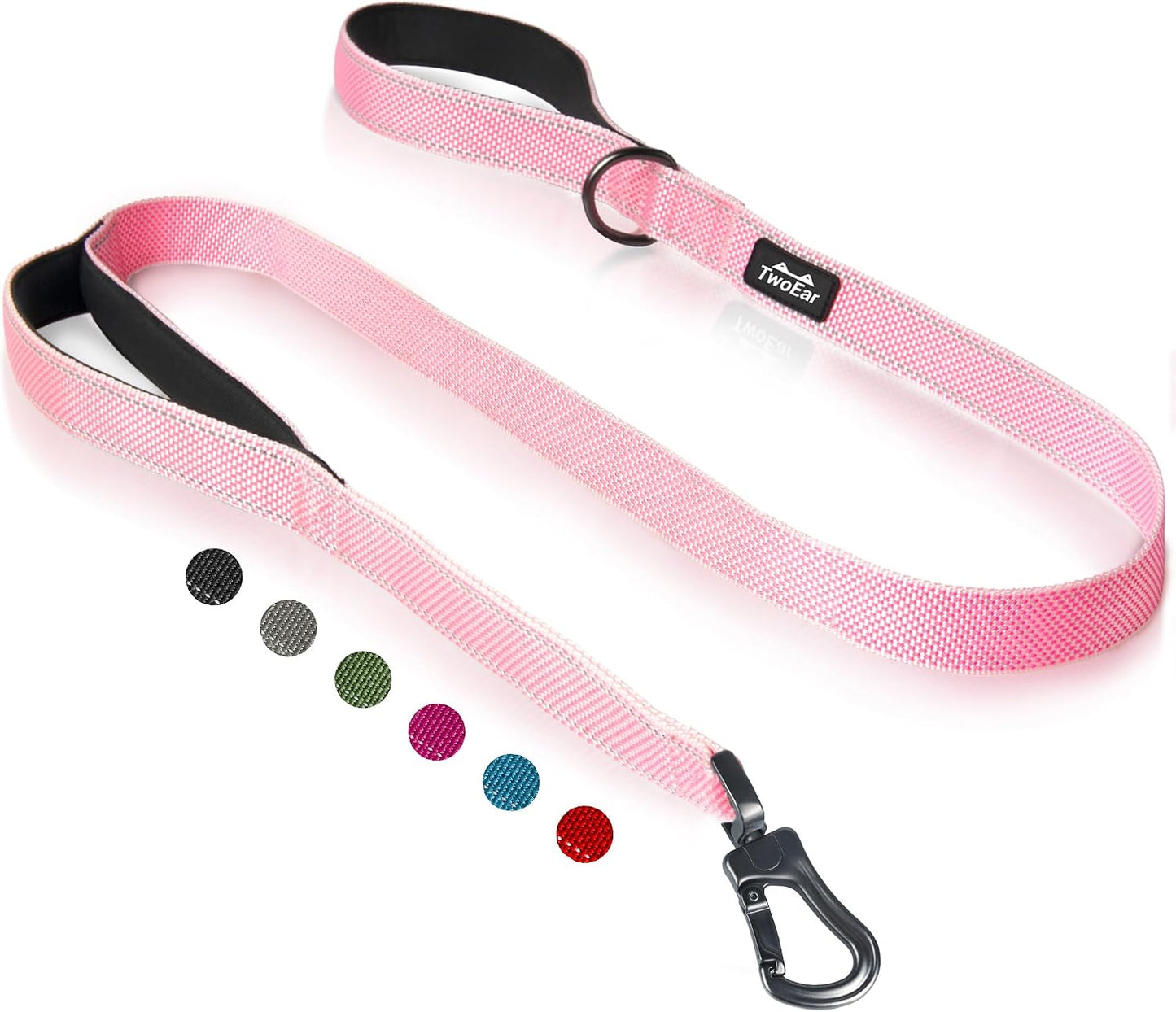 TwoEar 6FT 1IN Strong Black Dog Leash with 2 Padded Handles, Traffic Handle Extra Control, Comfortable Soft Dual Handle, Auto Lock Hook, Reflective Walking Lead for Small Medium and Large Dogs - Image 9