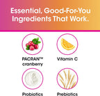 vH essentials Probiotics and Cranberry supplement container side panel