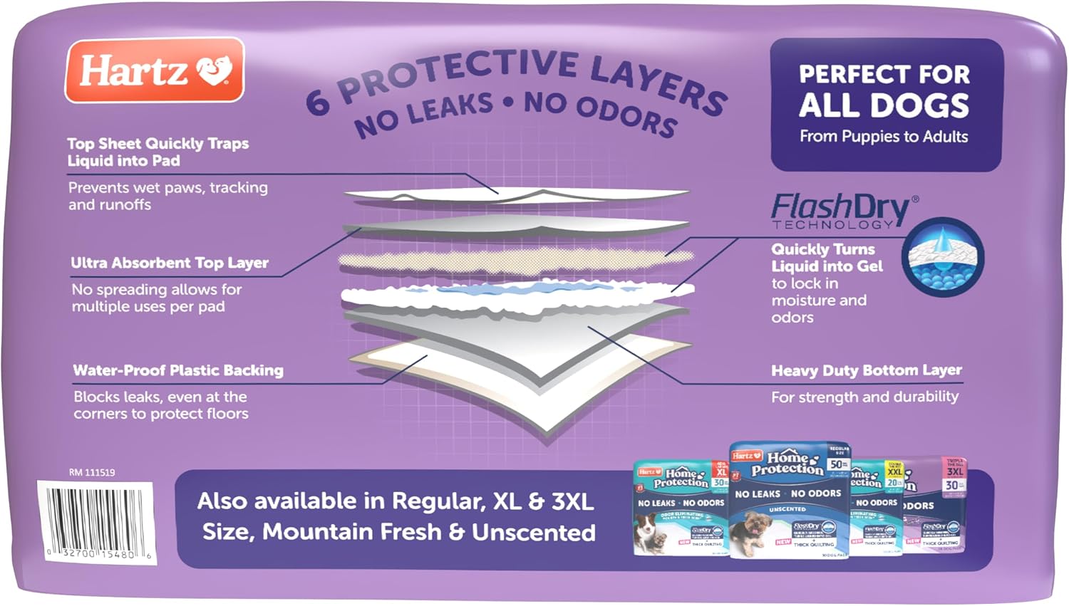 Hartz Home Protection Super Absorbent Odor Eliminating Lavender Scented No Leak Dog Pads, XXL 40 count - Image 9