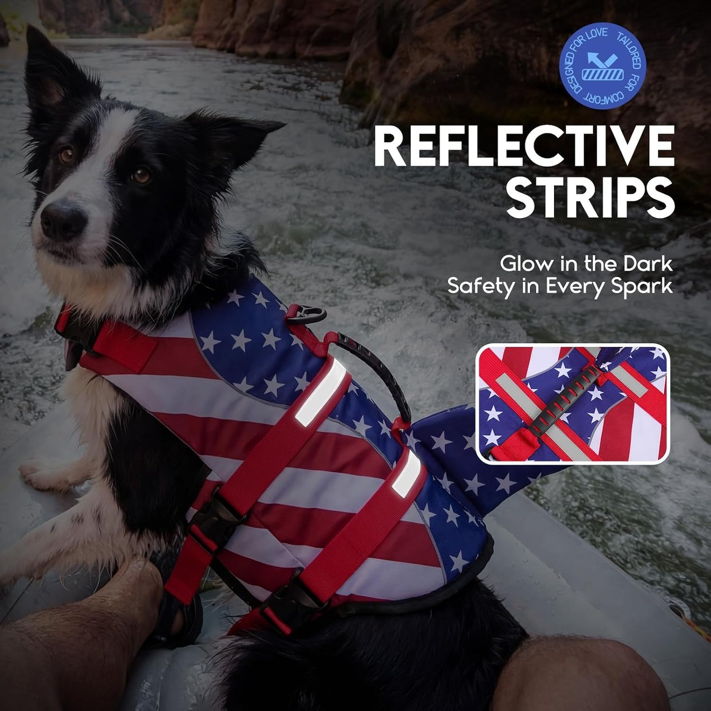 Heavy-duty D-ring attachment on ASENKU dog life jacket back