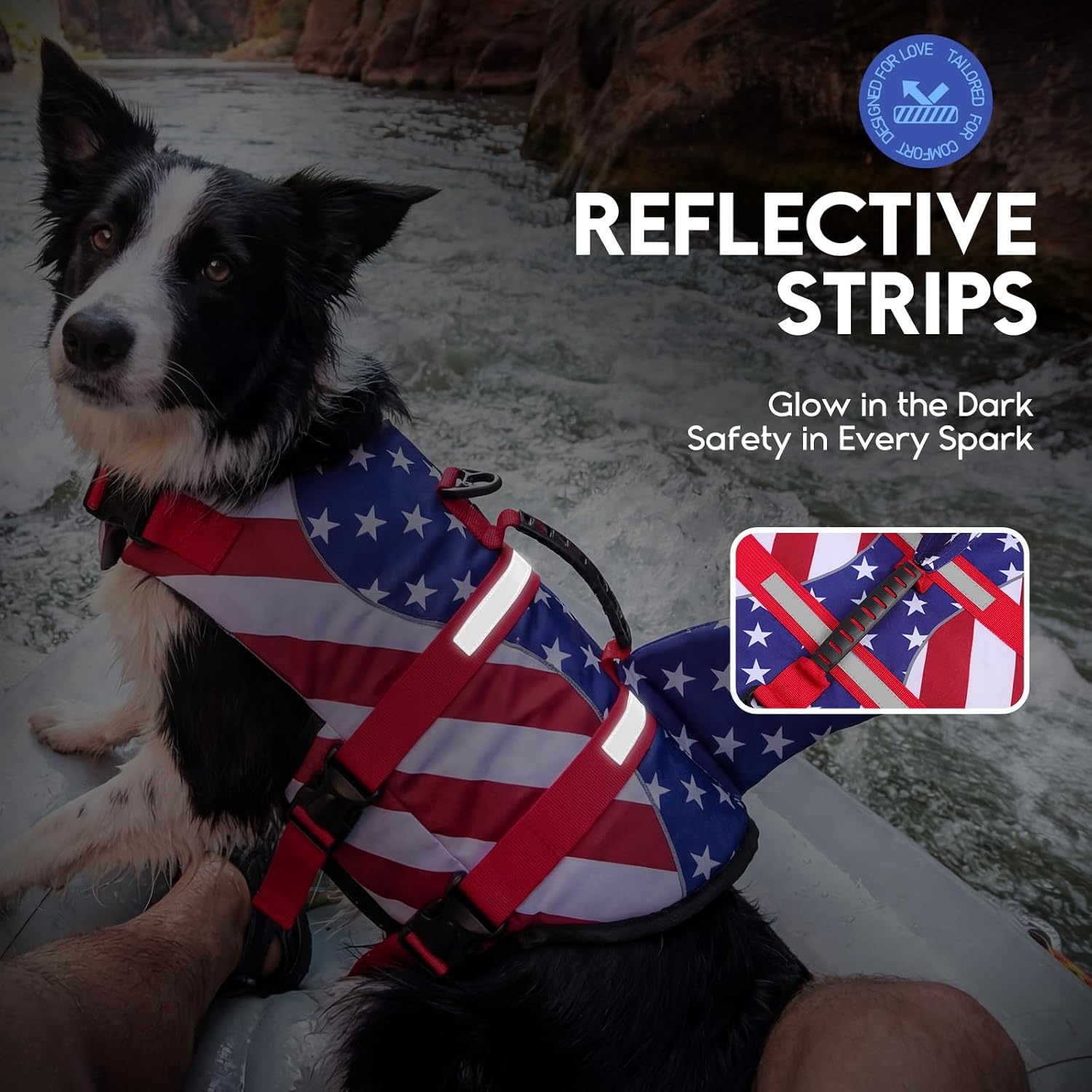 Heavy-duty D-ring attachment on ASENKU dog life jacket back