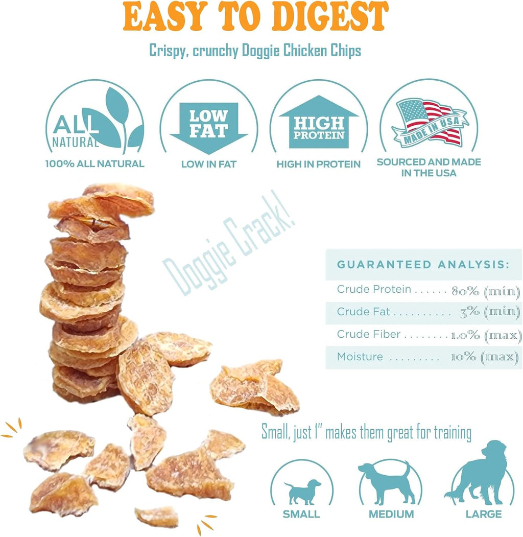 Single ingredient dehydrated chicken chips for dog training