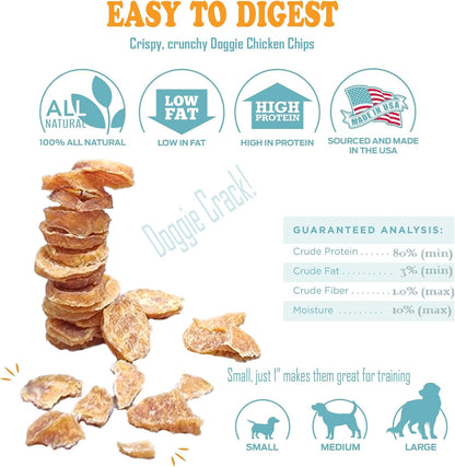 Single ingredient dehydrated chicken chips for dog training
