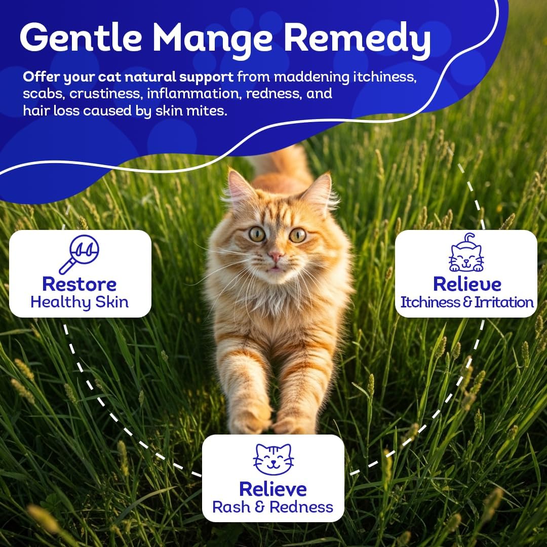 Natural pet skin supplement for ear mites and scabs
