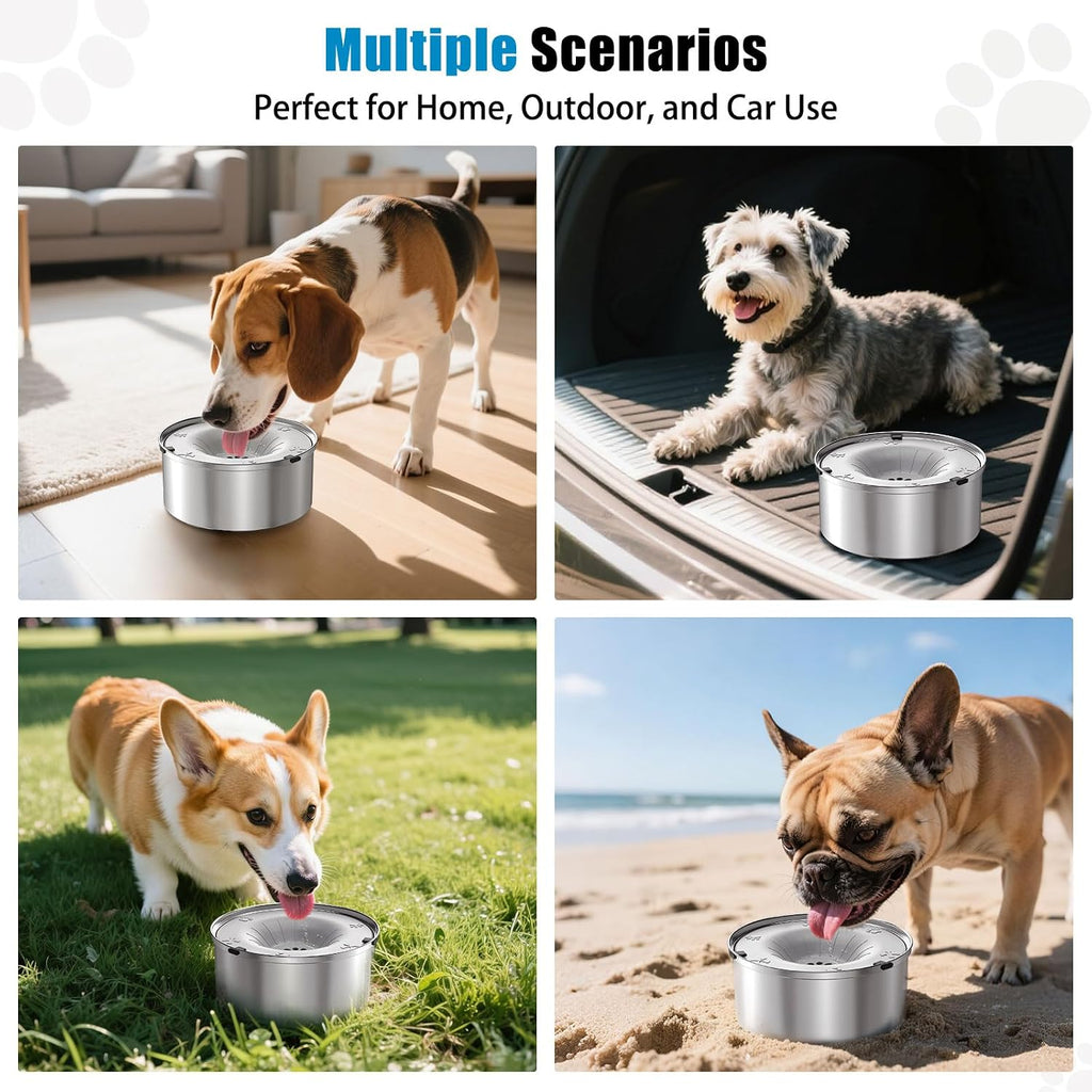 Schitec non drip puppy water bowl placed on kitchen floor