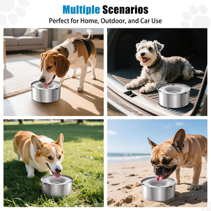 Schitec non drip puppy water bowl placed on kitchen floor