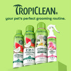 Puppy having a bath with TropiClean moisturizing conditioner