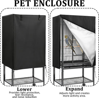 Good night birdcage protector top flap with secure nylon snap buckle attachment