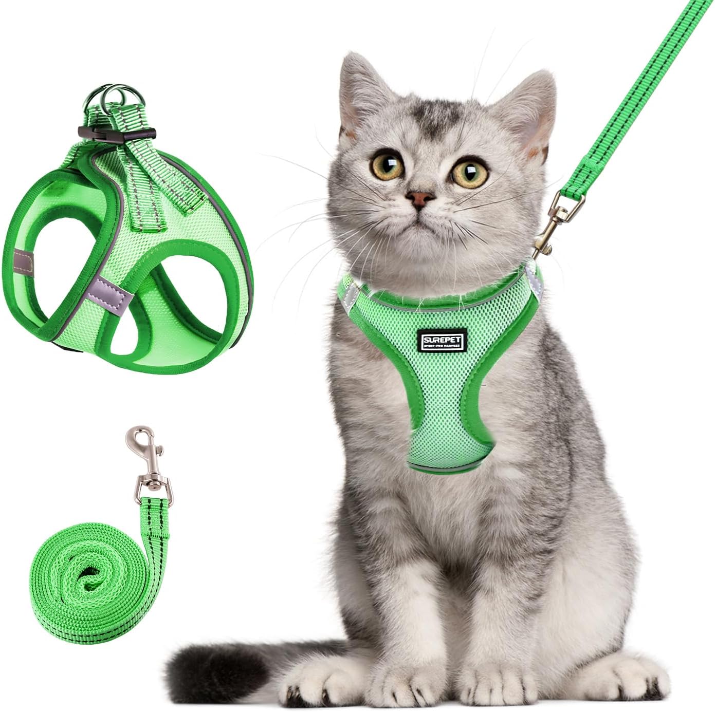 Cat Harness and Leash Set, Soft and Breathable Vest with Reflective Strip, Escape Proof Kitten Harness, Easy to Wear for Cats Walking and Traveling (Purple, M) - Image 10