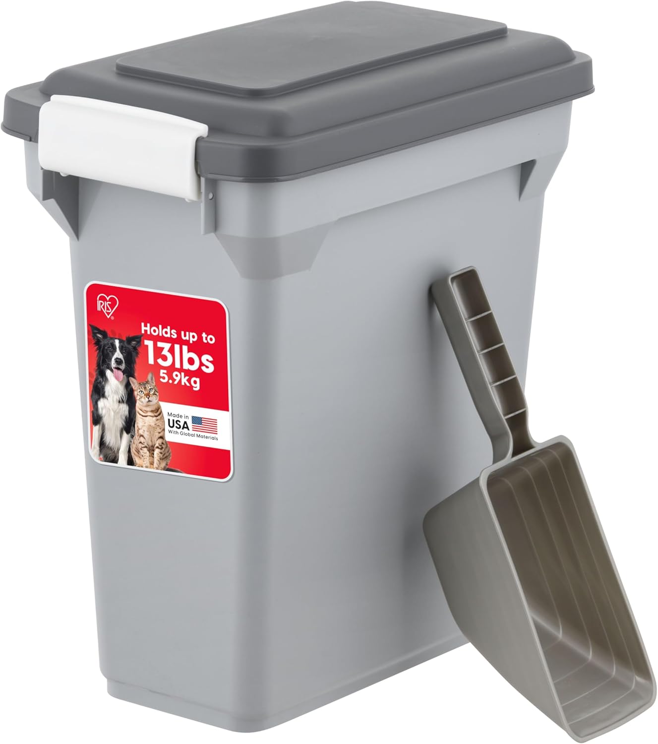 IRIS USA Dog Food Storage Container, Airtight Lid, 2-Cup Scoop, Up to 13 Pounds Pet Food Storage, Versatile Pet Food Bin, Treats, BPA Free, Dark Gray - Image 10