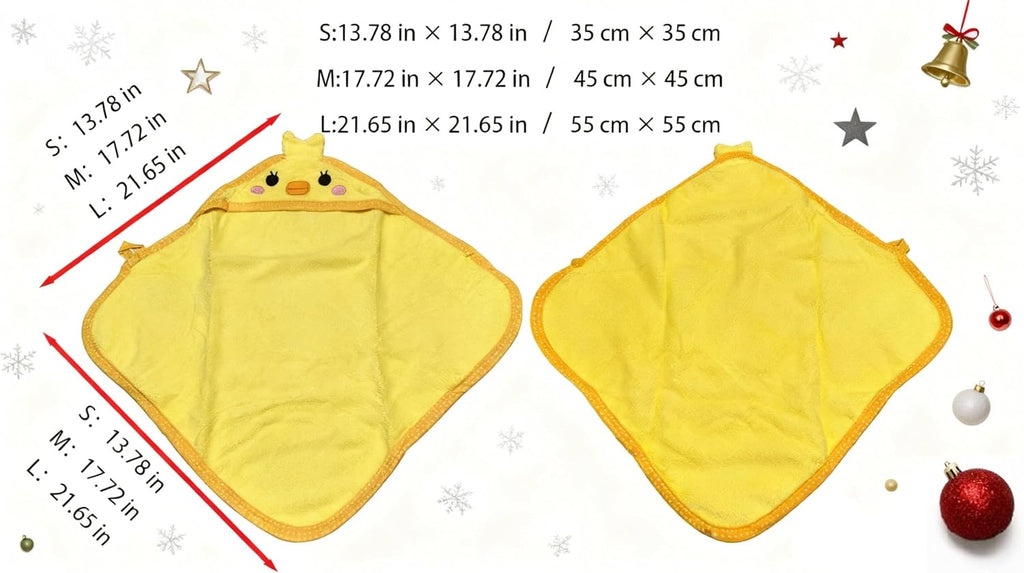 Microfiber dog drying blanket with secure button neck closure