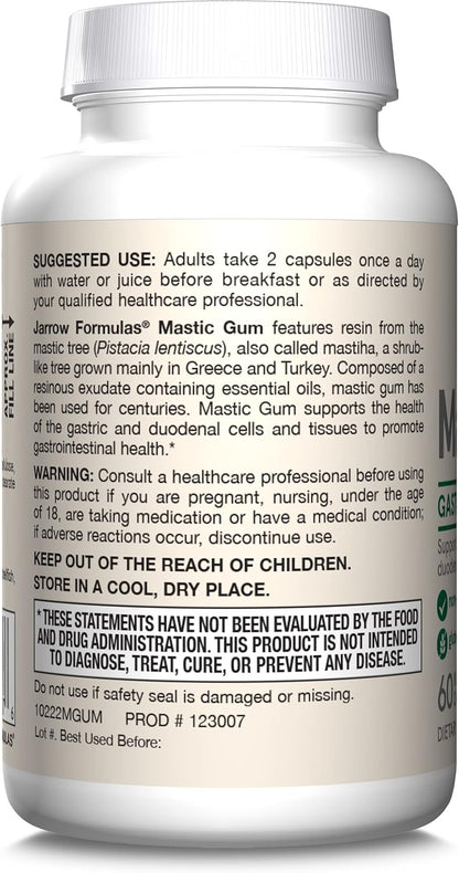 Jarrow Formulas Mastic Gum 1000 mg - 60 Veggie Caps - Mastic Gum Capsules Supporting Stomach and Duodenal Health - 30 Servings - Image 9