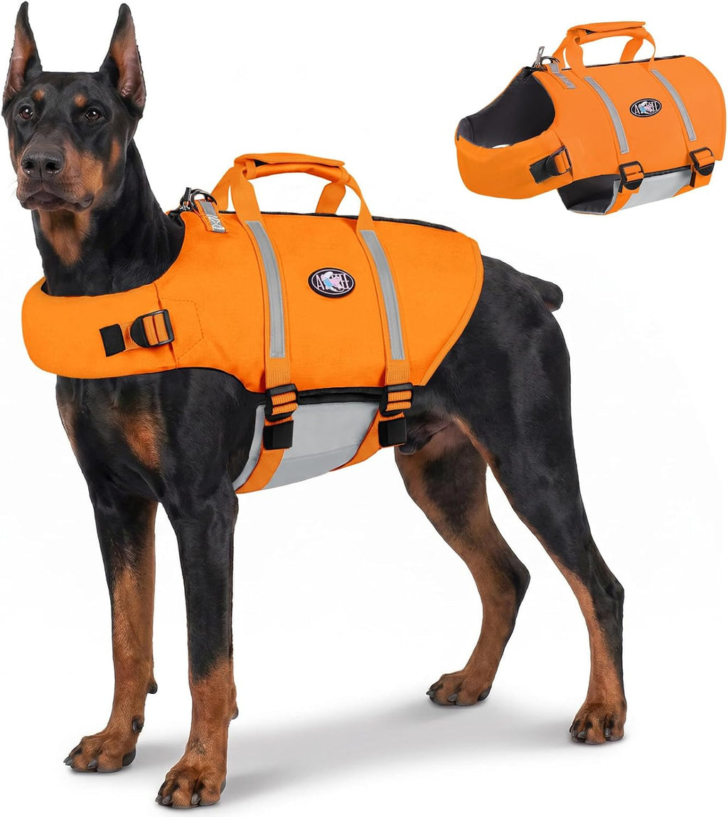 AOFITEE Dog Life Jacket, High Flotation Dog Life Vest for Swimming, Reflective Medium Dog Swimming Vest, Adjustable Dogs Swimsuit Lifesaver with Zipper and Rescue Handle for Small Medium Large Dogs - Image 11
