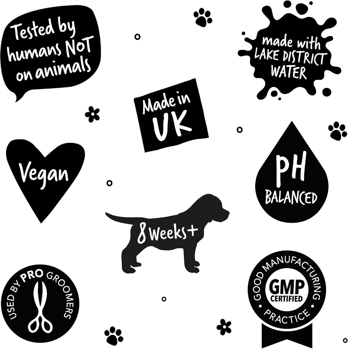 Vegan and cruelty-free pet shampoo grooming product bottle
