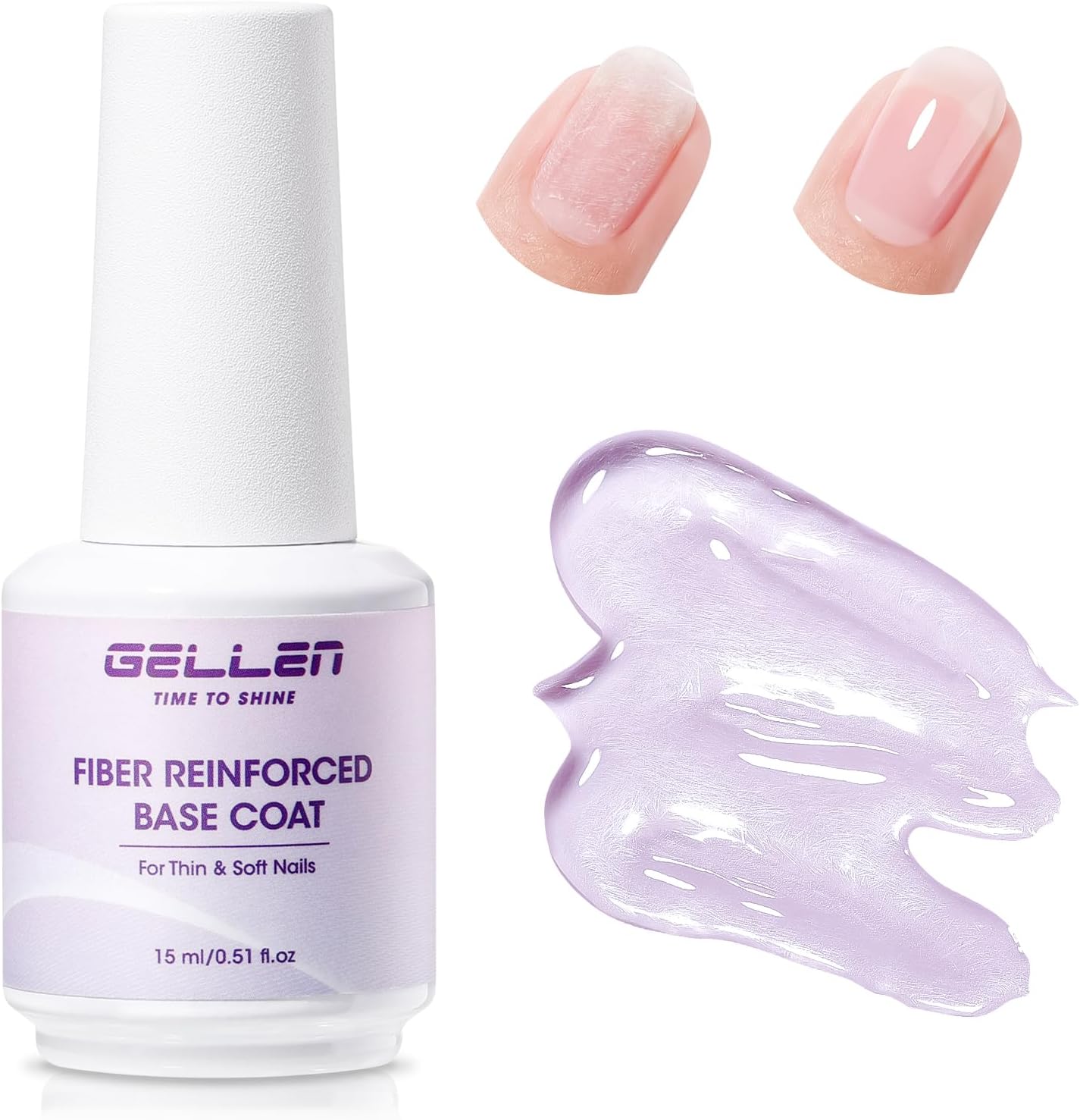 Gellen fiber glass base gel polish front view 15ml bottle