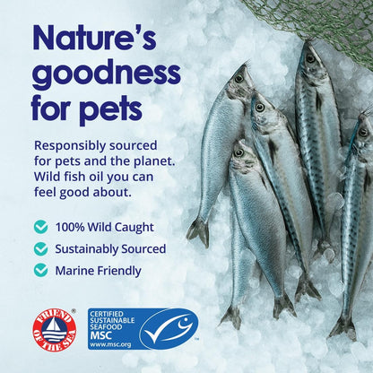 Wild caught Icelandic fish oil softgels for dog shedding and allergies