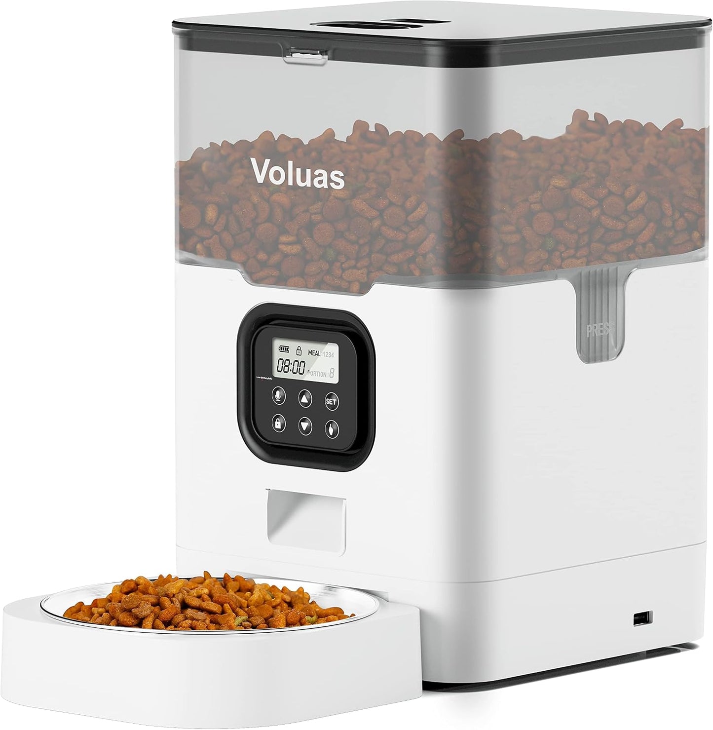 VOLUAS Automatic Cat Feeders - Timed Pet Feeder for Cats and Dogs with Dry Food Dispenser, Desiccant Bag, Programmable Portion Control, 4 Daily Meals, 10s Voice Recorder - Image 12