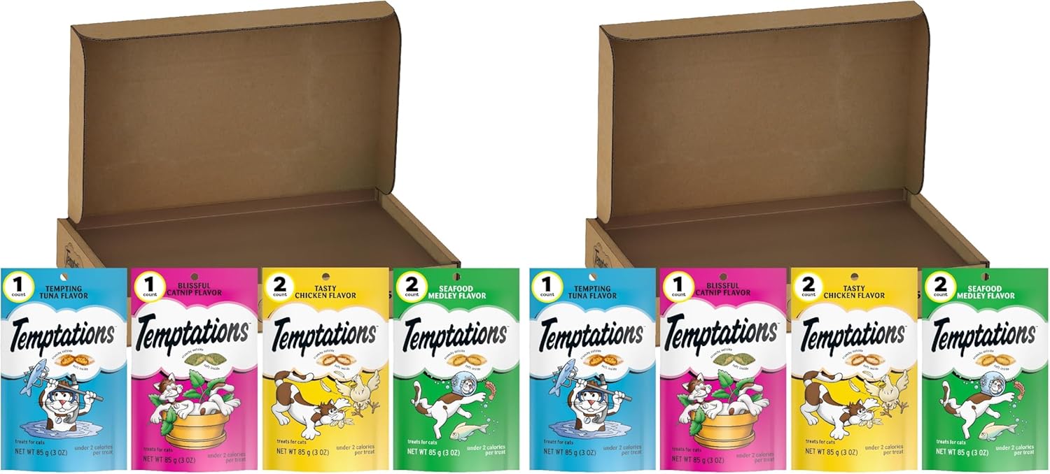Temptations Classic Crunchy and Soft Cat Treats Feline Favorites Variety Pack, 3 oz. Pouches (Pack of 4) - Image 10
