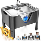 4.2Gal Dog Water Fountain for Large Dogs, 16L Stainless Steel Large Dog Fountain Water Bowl with Deeper & Wider Drinking Tray, Automatic Pet Water Dispenser with Visible Window for Multi-Pets Families - Image 10