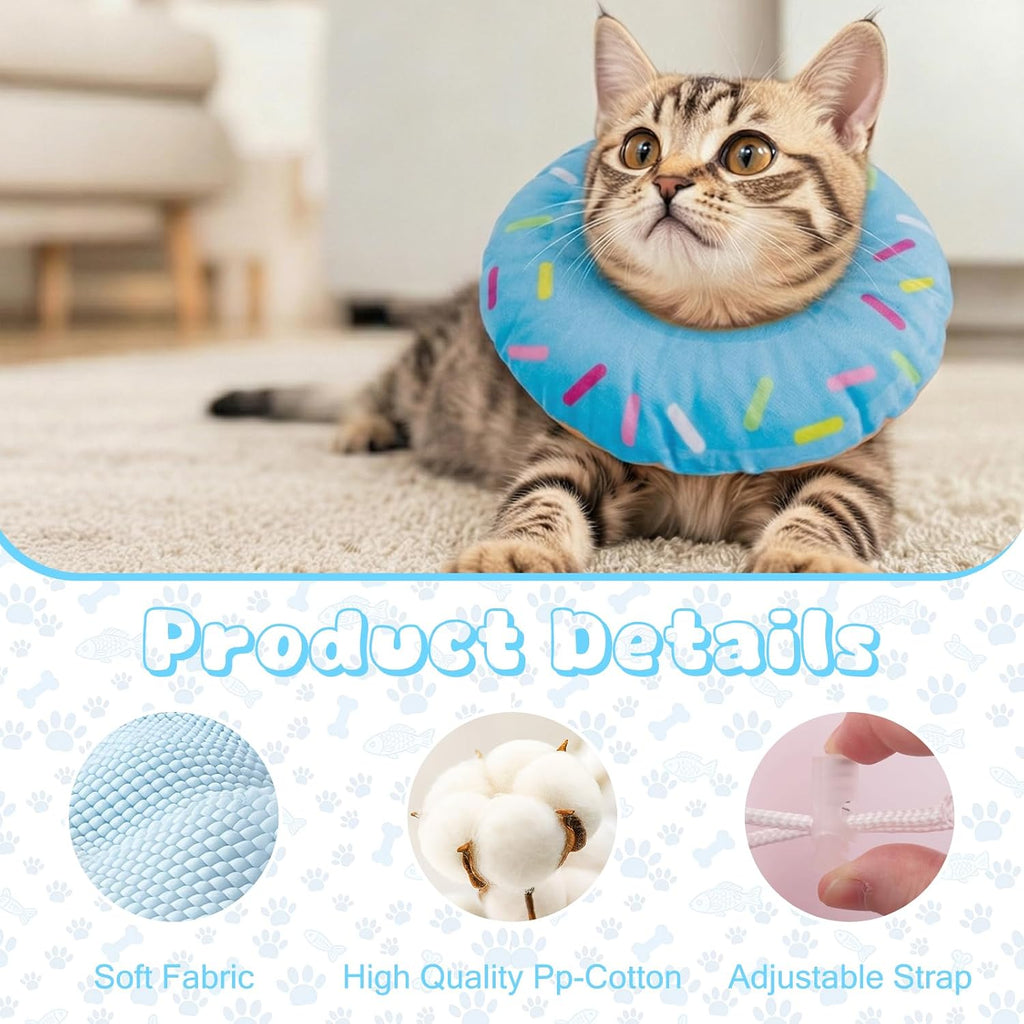 Adjustable drawstring on the blue donut recovery collar close up