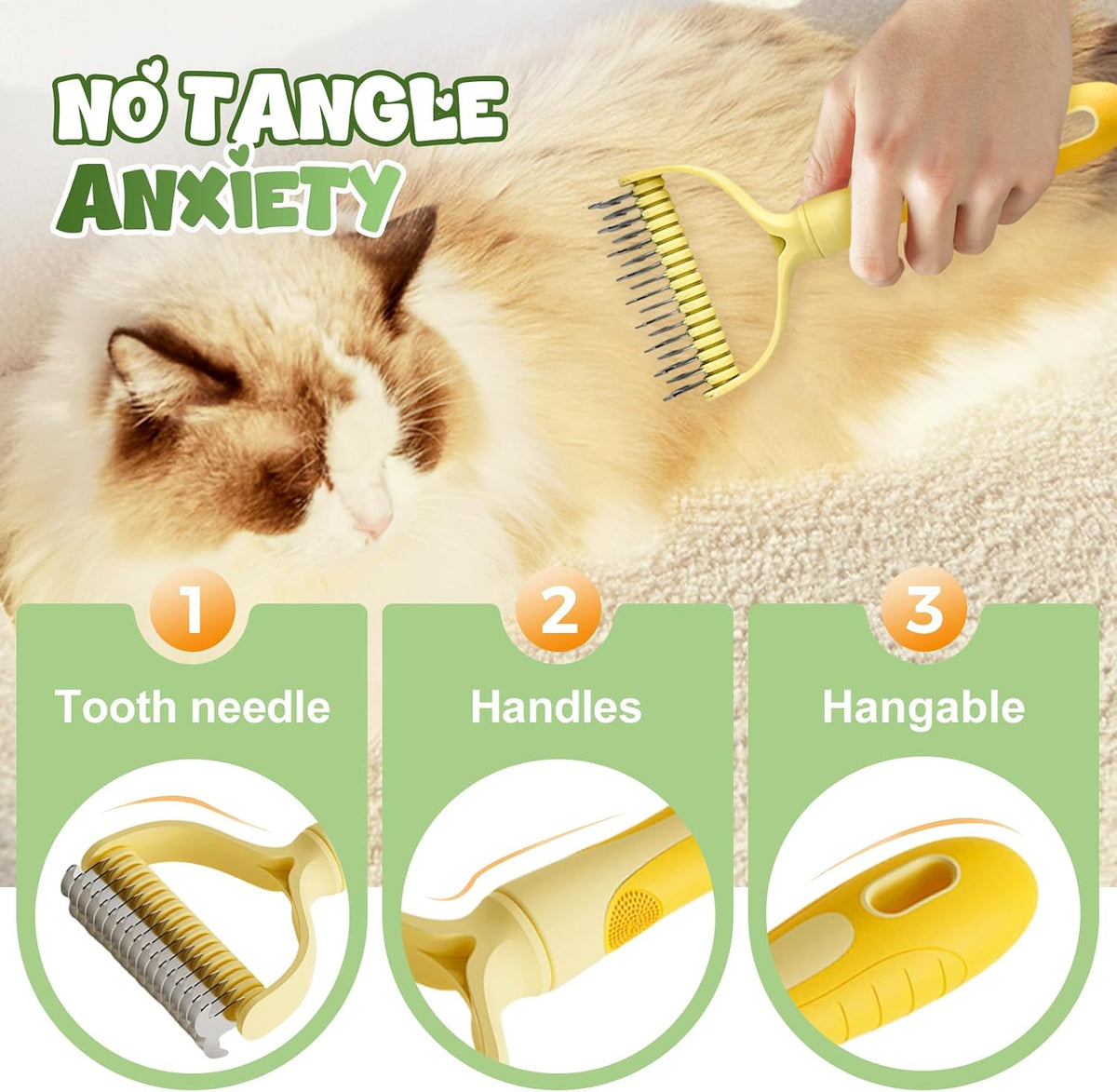 Close up of 9-teeth dematting side of Hi Pet grooming brush