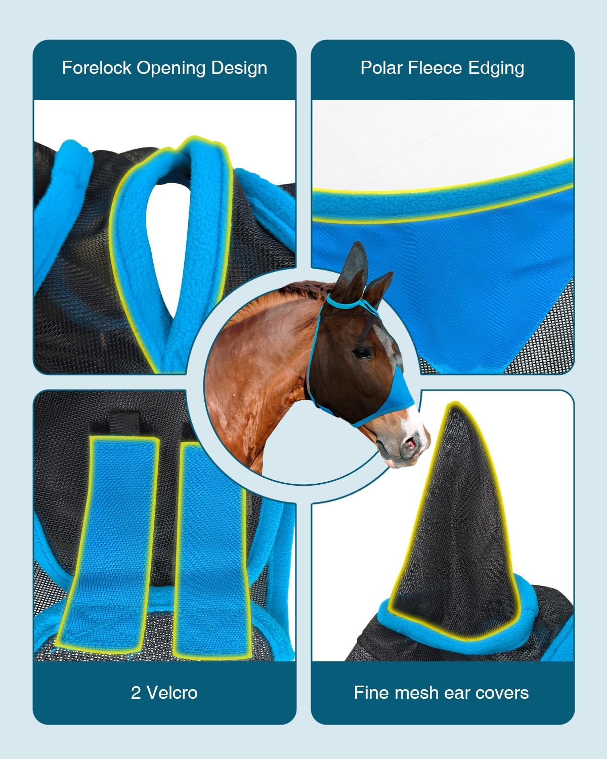 Adjustable Velcro straps on Hilltown horse fly mask