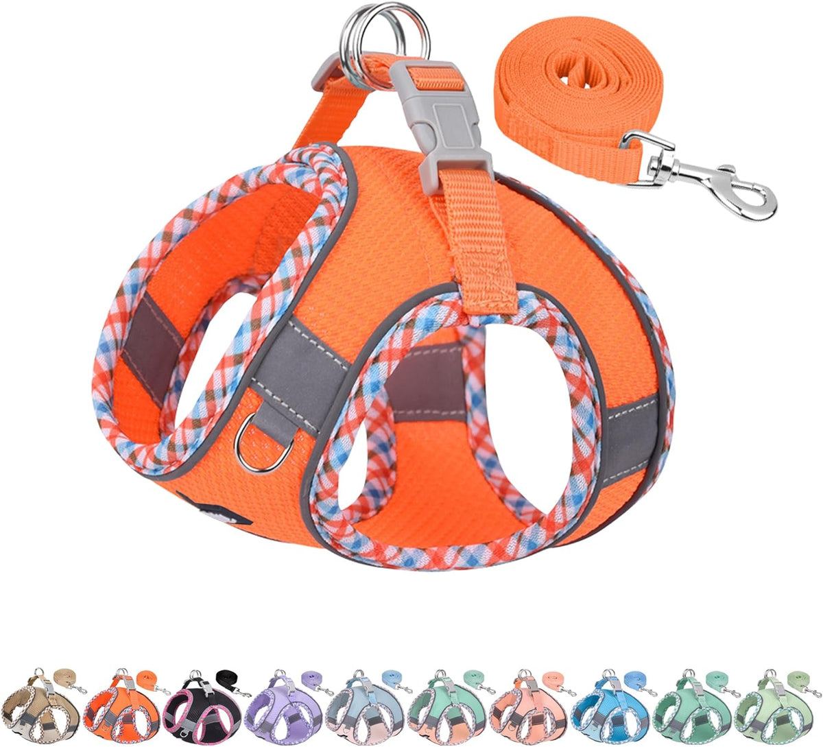 AIITLE Tiny Dog Harness - Lightweight Mesh Step-in Vest for Puppy, Reflective & Escape-Proof Design with High-Stick Magic Tape - Indoor/Outdoor Use for Chihuahua, Maltese, Shih Tzu(Brown-Beige, XXXS) - Image 11